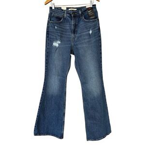 Levi’s premium Women’s dark wash 70s high rise stretch flare jeans new size 30